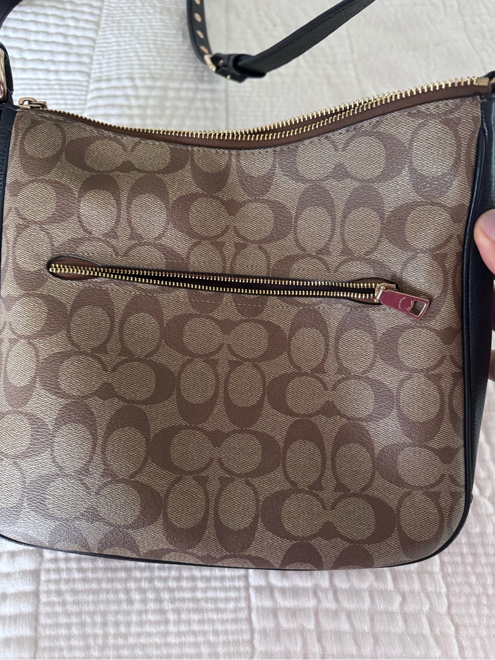 Coach Brown Signature Canvas Crossbody with Black Trim - Picture 4 of 4